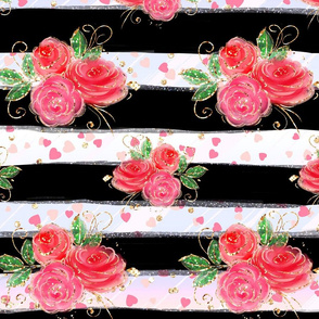 Roses and stripes, Roses, pink roses, striped pattern, rose design, lovely rose, striped, pink rose, pink rose flower, rose flower, bright roses, rose, pink, black white stripes