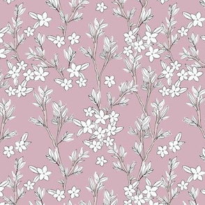 Romantic messy english garden leaves branches and flower blossom nursery  pink mauve white SMALL 