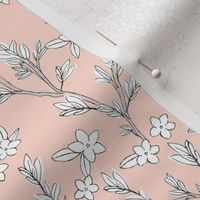 Romantic messy english garden leaves branches and flower blossom nursery blush nude white SMALL 