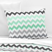 1" white gray green ombre chevron