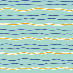 Retro Blue Waves / Medium Scale