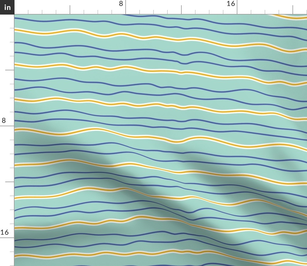 Retro Blue Waves / Medium Scale