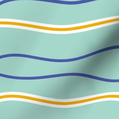 Retro Blue Waves / Large Scale
