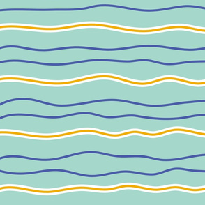Retro Blue Waves / Large Scale