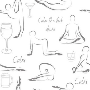 Calm the fuck down yoga line drawing