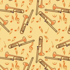 Trombone Music Notes Orange