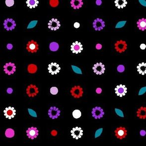 extra- large daisy grid - mad purple, red, teal, pink and white