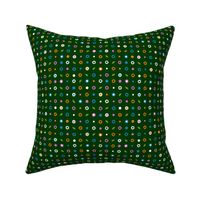 daisy grid - buttefly brights on forest green