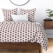 scattered maroon floral on burgundy polka dots