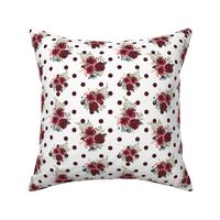 scattered maroon floral on burgundy polka dots