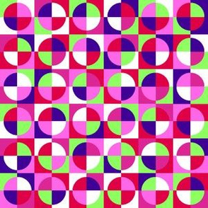 CIrcle squares - purple, hot pink, red, white, and light green