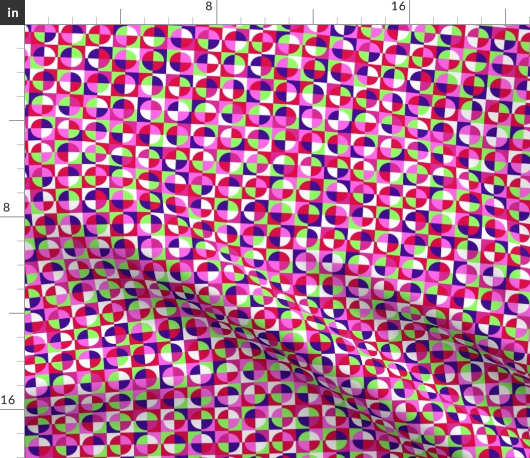 CIrcle squares - purple, hot pink, red, white, and light green