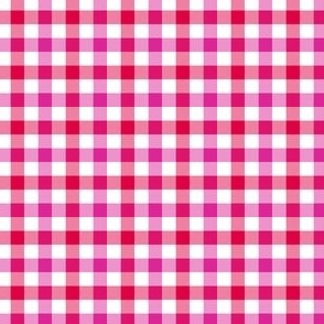 red, white and pink gingham, 1/4" squares 