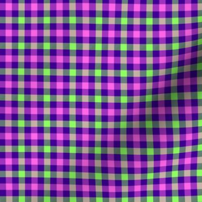 Violet-blue, light green and pink gingham, 1/4" squares 