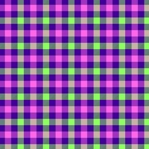 Violet-blue, light green and pink gingham, 1/4" squares 