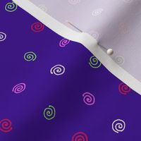 bright spiral dots on violet blue