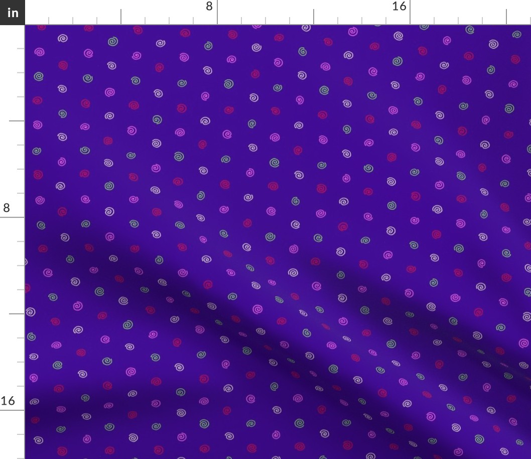 bright spiral dots on violet blue