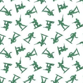 (small scale) army men - green plastic army men - toy - white - C21