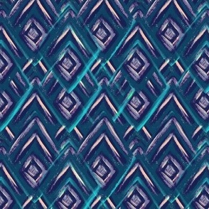 Rhombuses, Abstract geometric, dark blue and turquoise beige, Large size