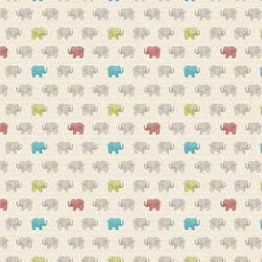 Elephants in Boho Muted Colors