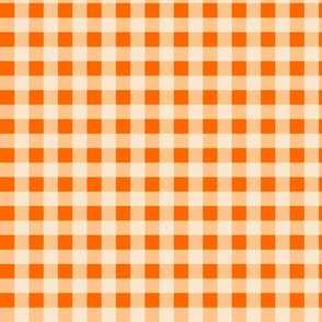 Orange gingham, geometric, simple, orange and white, warm palette, classic gingham, medium gingham, checkered, two-tone, orange check, simplicity, small gingham, country.