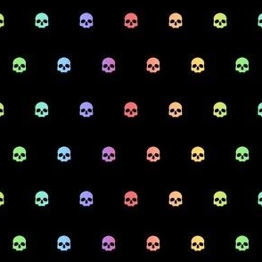 Rainbow Skull Polkadots on Black