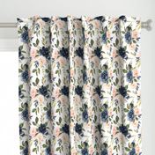 watercolor rose floral - navy and blush