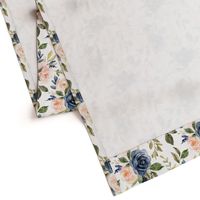 watercolor rose floral - navy and blush