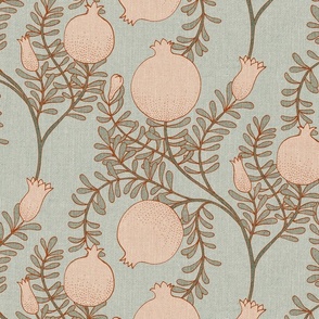 Pomegranate Branches {Pale Jade} large