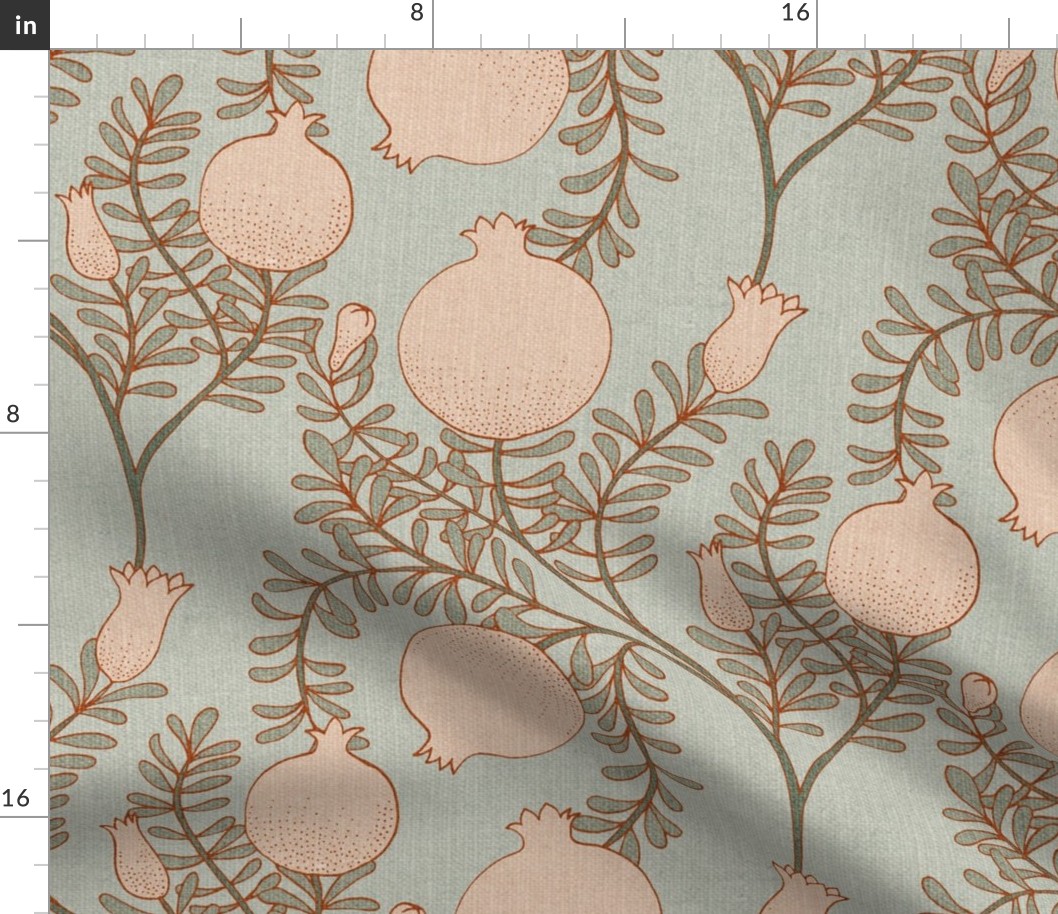 Pomegranate Branches {Pale Jade} large