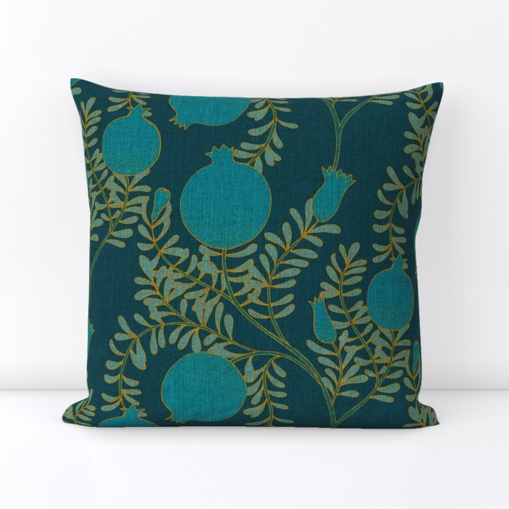 Pomegranate Branches {Kingfisher Blue} large
