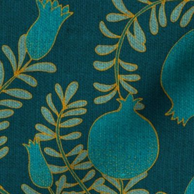 Pomegranate Branches {Kingfisher Blue} large