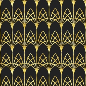 Art Deco black gold thin arcades Wallpaper