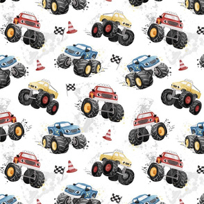 Boy Monster Trucks Fabric, Wallpaper and Home Decor | Spoonflower