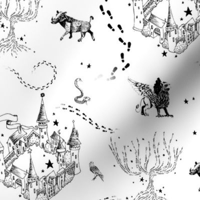 Wizardy Map - Black and white 