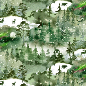 Wintery Forest - Green 
