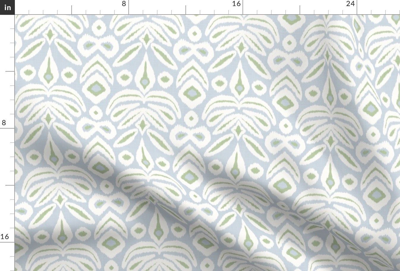 Soft Blue and Green Ikat