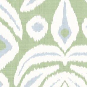 Large Reverse Soft Blue and Green Ikat