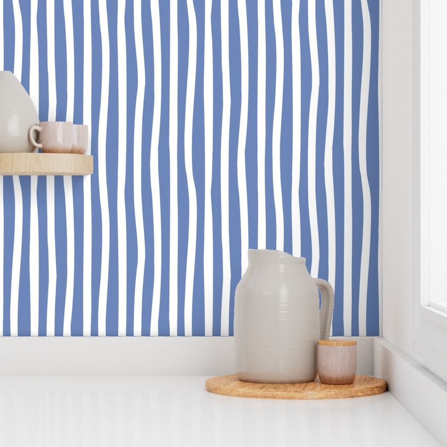 Tiny scale // Monochromatic lines coordinate // denim blue and white vertical stripes