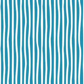 Tiny scale // Monochromatic lines coordinate // lagoon blue and white vertical stripes