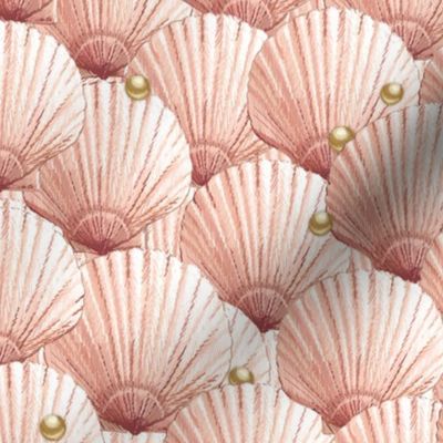 Seashells Pearl Treasure | Small | Hint of Coral+Gold Tone