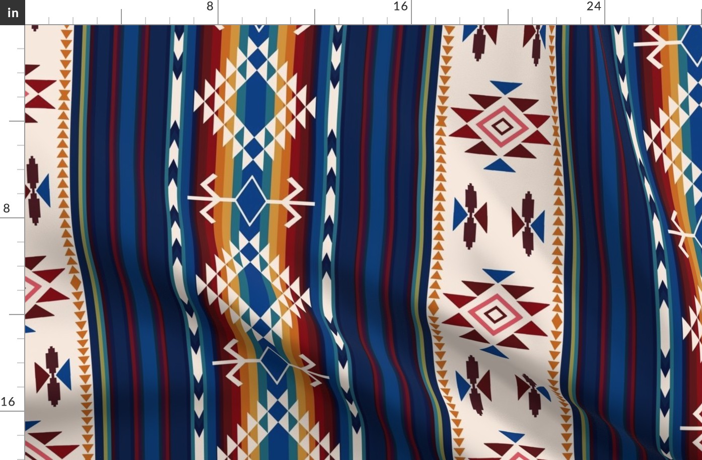 Native American Water Pattern Bold Lg Scale Tribal Vertical Stripes