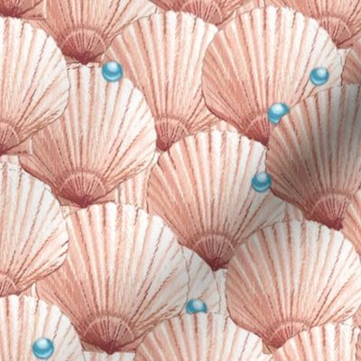 Seashells Pearl Treasure | Small | Hint of Coral + Aqua Blue