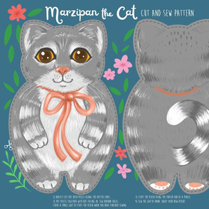 Marzipan the Cat cut and sew plush pattern
