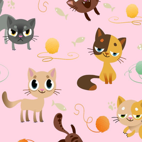 Cute Cats on Pink