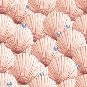 Seashells Pearl Treasure | Lg | Hint of Coral + Soft Blue