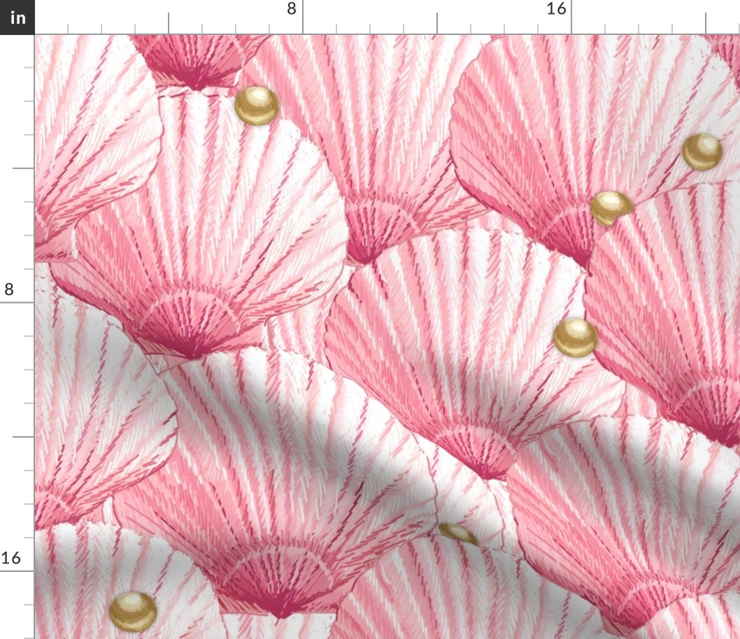 Seashells Hidden Treasure | Lg| Lotsa Pink + Gold Tone