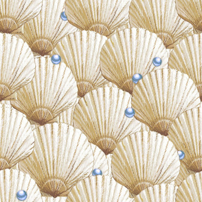 Seashells Hidden Treasure |Large| Cream + Soft Blue