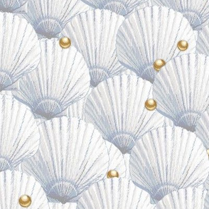 Seashells Pearl Treasure |Small| Whisper Gray+Gold Tone