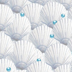 Seashells Pearl Treasure |Small| Whisper Gray+Aqua Blue